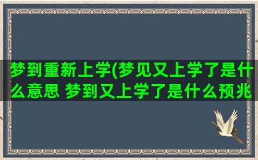 梦到重新上学(梦见又上学了是什么意思 梦到又上学了是什么预兆)